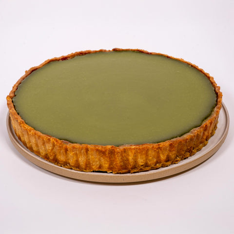 Pie de matcha y fresa