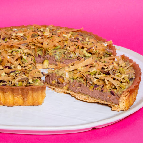 Tarta de pistacho y chocolate