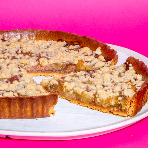 Pie de ruibarbo y fresa crumb